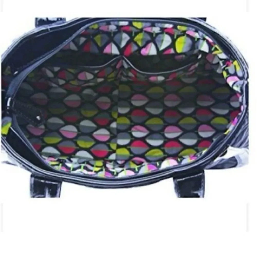 Vera Bradley Women’s Quilted Trimmed Trapeze Tote Black Crossbody Bag Purse